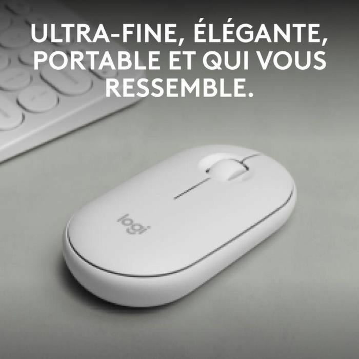 Logitech M350S Pebble 2 Mouse Inalámbrico Ambidextro con Conectividad Bluetooth y RF USB, Sensor Óptico de 4000 DPI 5
