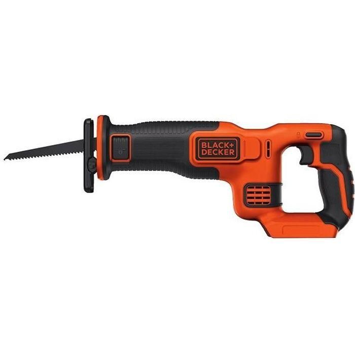 Black & Decker BDCR18N Sierra de sable inalámbrica, hoja de 15 cm. Cortes en madera, metal, plástico y poda; cambio sin herramientas.