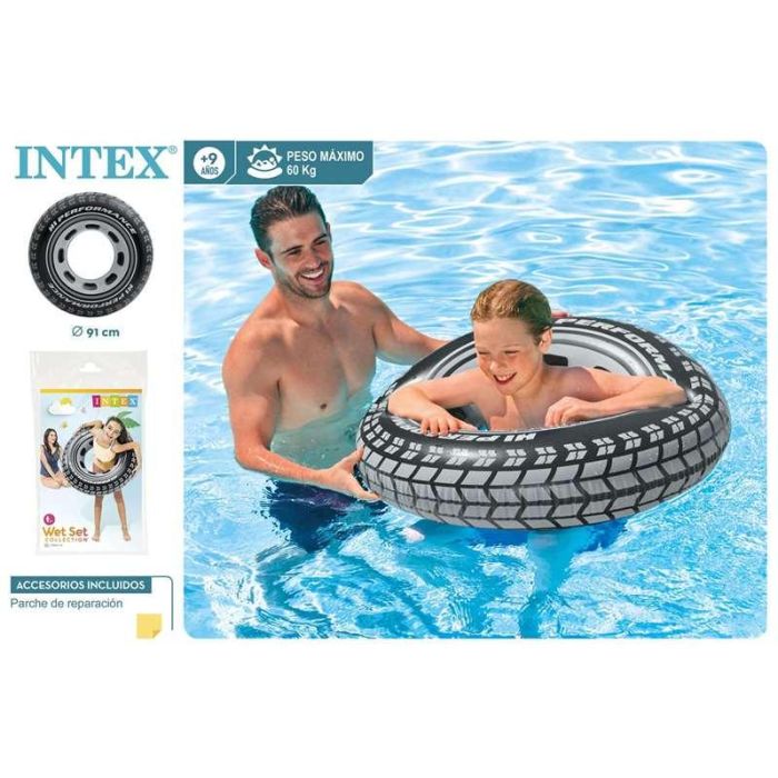Intex Flotador Neumático Hinchable de Rueda 91 cm para Piscina, apto para Mayores de 9 Años, Fabricado en 100% PVC. 7