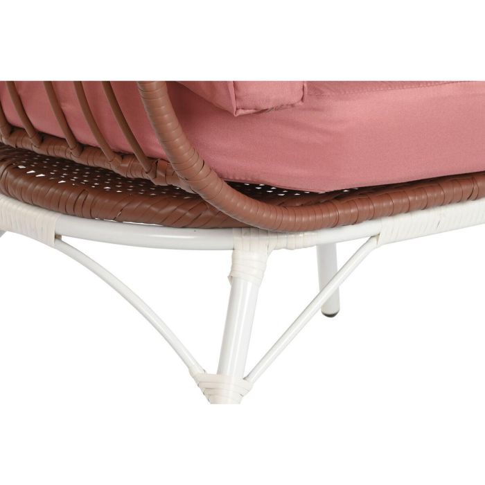 DKD Home Decor Sillón Terraza Jardín de Ratan Sintético con Cojines, Desmontable, Terracota Blanco, 71x147x99 cm 2 DKD Home Decor Sillón Terraza Jardín de Ratan Sintético con Cojines, Desmontable, Terracota Blanco, 71x147x99 cm 2