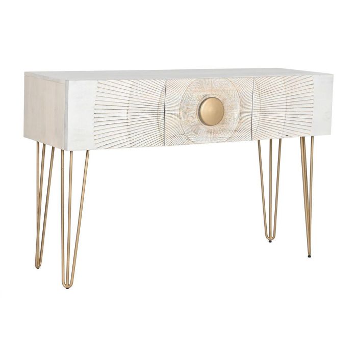 Consola Home ESPRIT Blanco Dorado Metal Madera de mango 120 x 38 x 76 cm