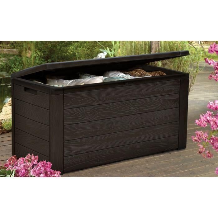 TOOD Baúl de almacenamiento de resina - 300 L - Aspecto de madera marrón - 120 x 46 x 58 cm TOOD Baúl de almacenamiento de resina - 300 L - Aspecto de madera marrón - 120 x 46 x 58 cm