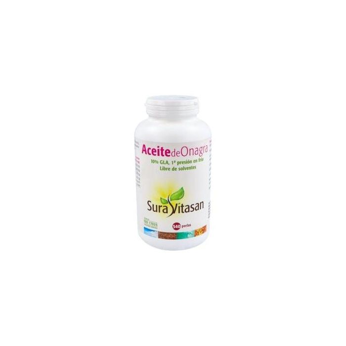 SURA VITASAN Aceite de Onagra 540 Perlas - Primera Presión en Frío con Ácido Linoleico y GLA, Vitamina E