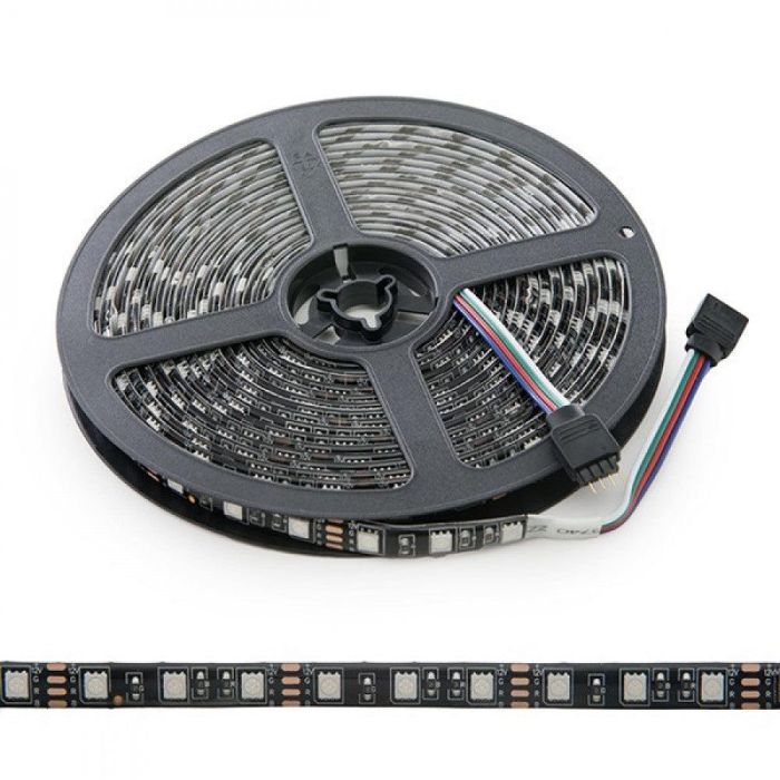 Tira de 300 LEDs 72W 4.200Lm SMD5050 12VDC IP65 Pcb Negro x5M 40.000H [CA-5050-300-IP65-B-RGB]-RGB 1