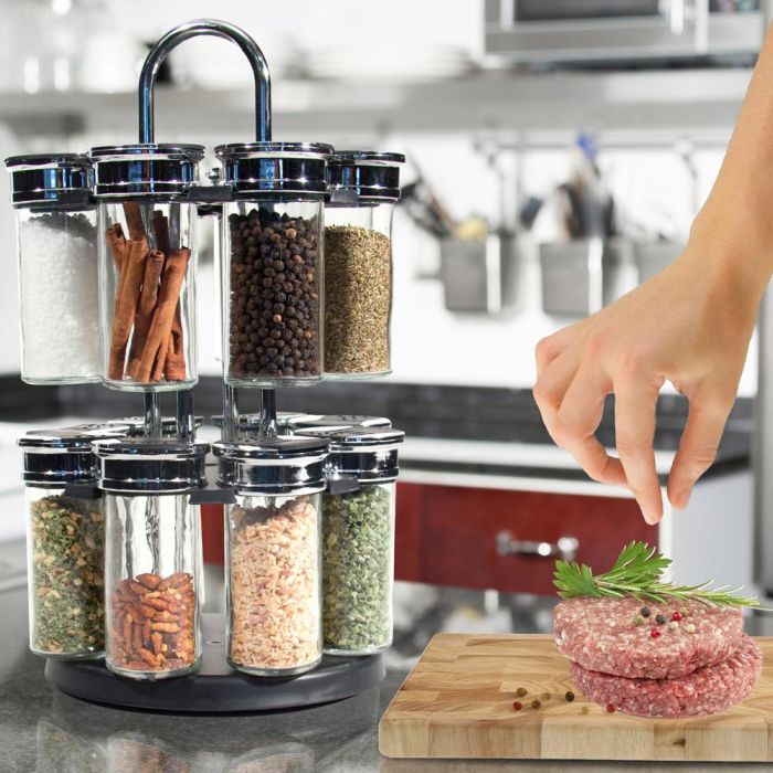 Cook Concept Especiero Giratorio 2 Pisos con 16 Botes de Cristal 3 Cook Concept Especiero Giratorio 2 Pisos con 16 Botes de Cristal 3