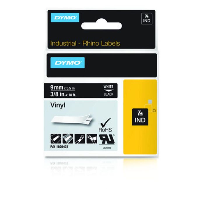 DYMO RHINO Cinta ID1-9 Blanco/negro vinilo 1