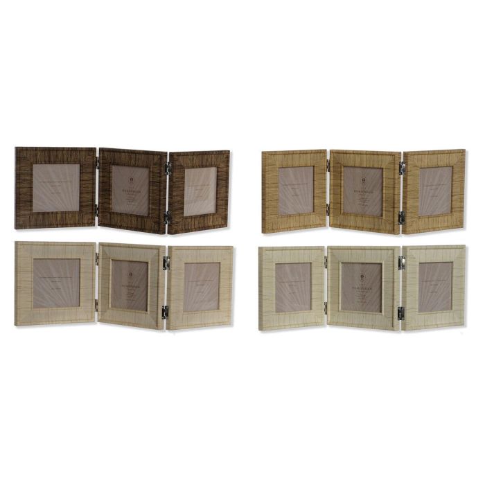 Marco Foto 10X10 Scandi DKD Home Decor Natural Beige 2 x 16 x 47 cm Set de 3 (4 Unidades)