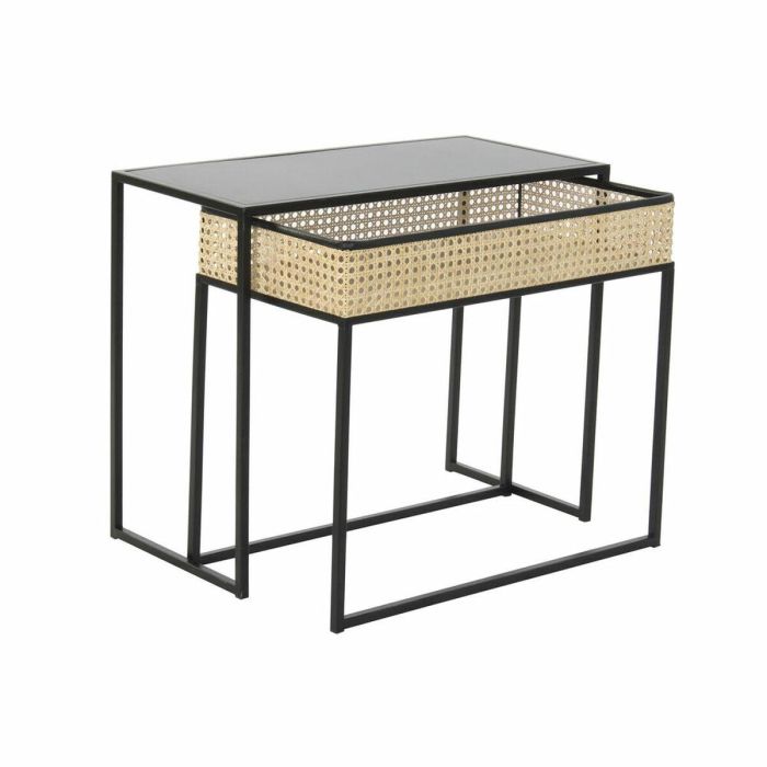 Mesa Centro Moderno DKD Home Decor Negro Natural 30 x 50 x 60 cm Set de 2 1