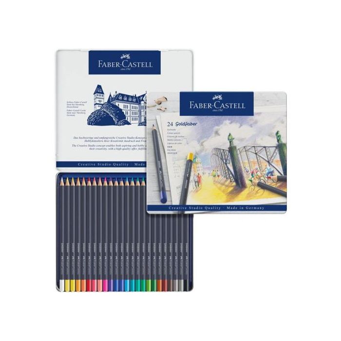 Estuche de Metal con 24 Lápices de Colores Goldfaber. Faber Castell 114724 2