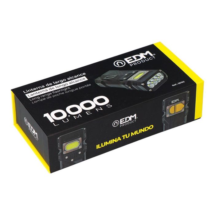 Edm Linterna led de largo alcance 10000 lm, aluminio, IP44, 8x15W 6500K, 3W frontal, power bank, USB-C 4 Edm Linterna led de largo alcance 10000 lm, aluminio, IP44, 8x15W 6500K, 3W frontal, power bank, USB-C 4