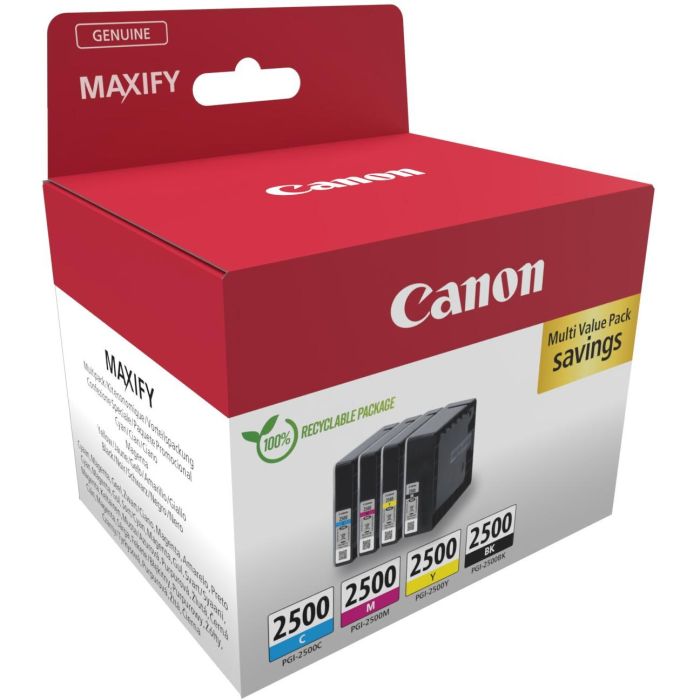 Canon PGI-2500 9290B006 Multipack Tinta Negra Cian Magenta Amarillo 4 Cartuchos Original 1
