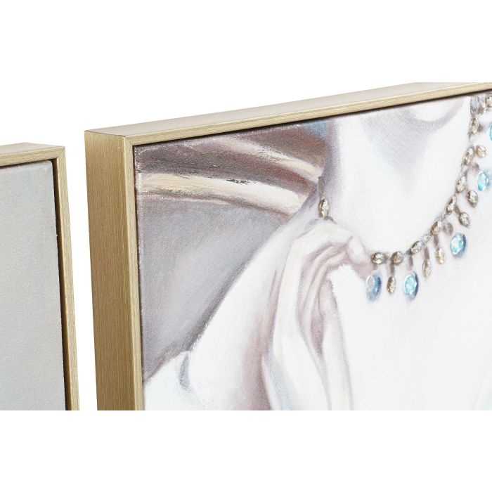DKD Home Decor Cuadro Tradicional Mujer Pintado a Mano Lienzo Pino Multicolor Azul Blanco 102x102x4.5 cm (2 Unidades) 1 DKD Home Decor Cuadro Tradicional Mujer Pintado a Mano Lienzo Pino Multicolor Azul Blanco 102x102x4.5 cm (2 Unidades) 1