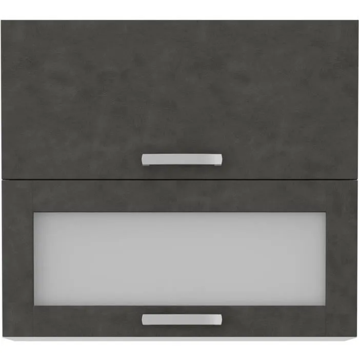 LASSEN Armario alto con 2 puertas basculantes (1 cristal) gris mate - A 80 x P 31,6 x A 72 cm 1 LASSEN Armario alto con 2 puertas basculantes (1 cristal) gris mate - A 80 x P 31,6 x A 72 cm 1