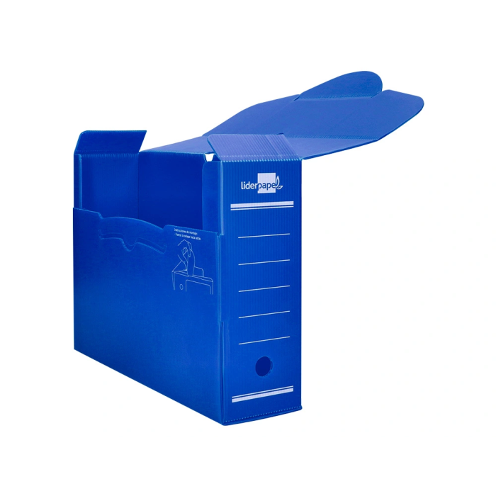 Liderpapel Caja archivo definitivo plástico azul 360x100x260 mm 4