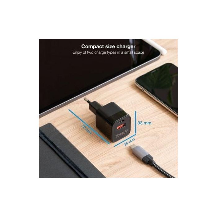 Cargador de Pared TooQ TQWC-QCPD20 Negro 20 W 2 Cargador de Pared TooQ TQWC-QCPD20 Negro 20 W 2