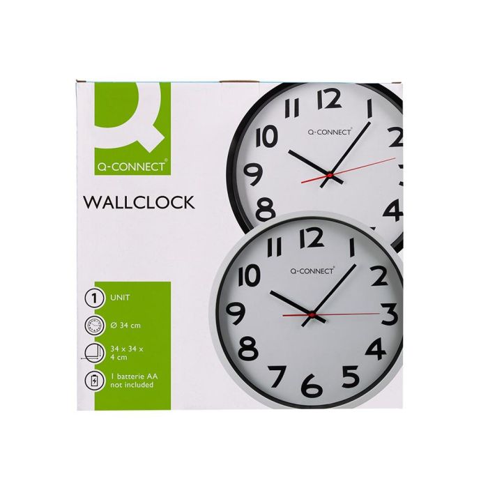 Reloj Q-Connect De Pared Plastico Oficina Redondo 34 cm Marco Blanco 4