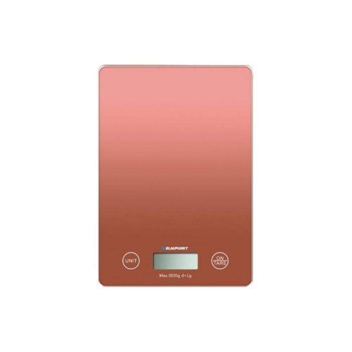 Blaupunkt BP4013 Báscula de Cocina Electrónica Digital hasta 5kg, Superficie de Cristal, Función Tara, Naranja Claro