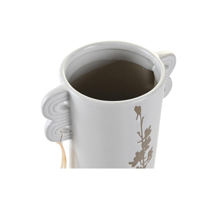 DKD Home Decor Jarron Boho Blanco Beige Gres Hecho a Mano 10 x 22 x 15 cm (2 Unidades) 2