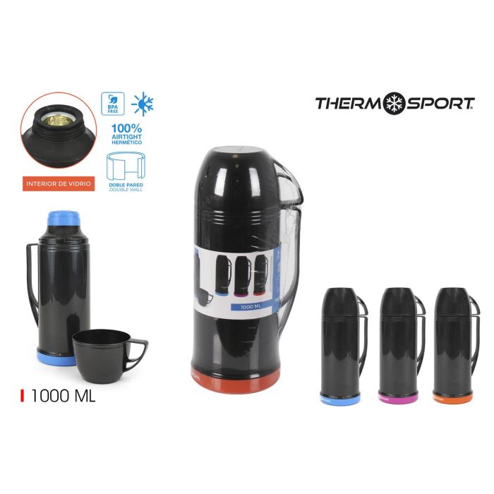 Thermosport Termo Plástico con Taza 1 Litro Colores O/P/B (12 Unidades) 0 Thermosport Termo Plástico con Taza 1 Litro Colores O/P/B (12 Unidades) 0