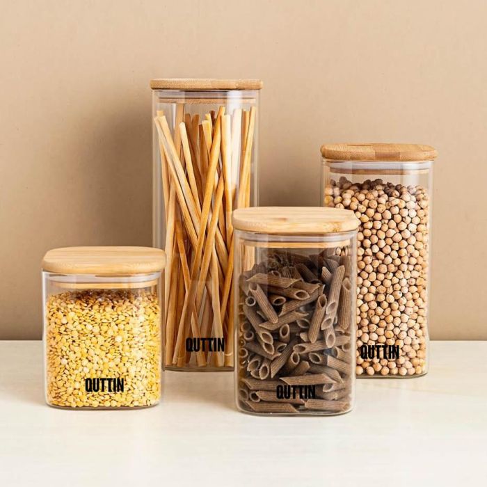 Quttin Tarro de Boro Cuadrado Bambú 8x21 cm 1000 ml (12 Unidades) 8 Quttin Tarro de Boro Cuadrado Bambú 8x21 cm 1000 ml (12 Unidades) 8