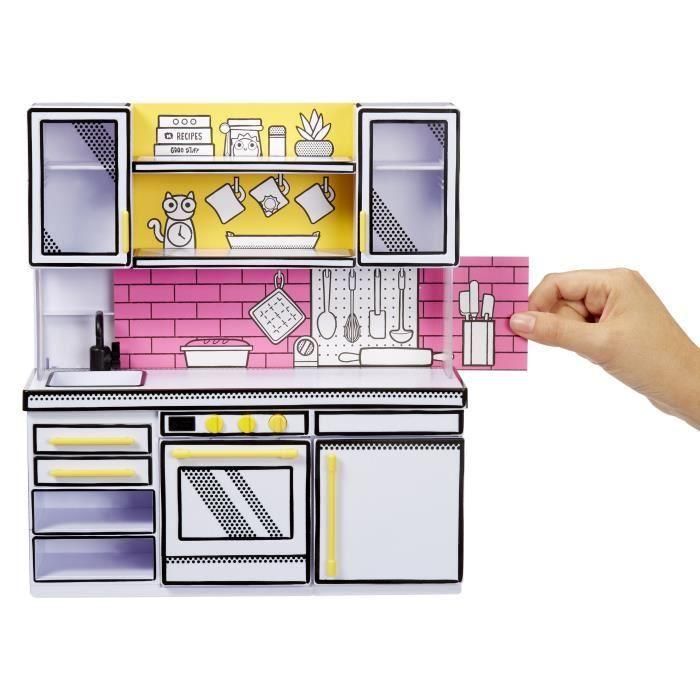 MGA's Miniverse - Make It Mini Kitchen - Cocina y 3 recetas incluidas - Lámpara UV horno, frigorífico y encimera 4