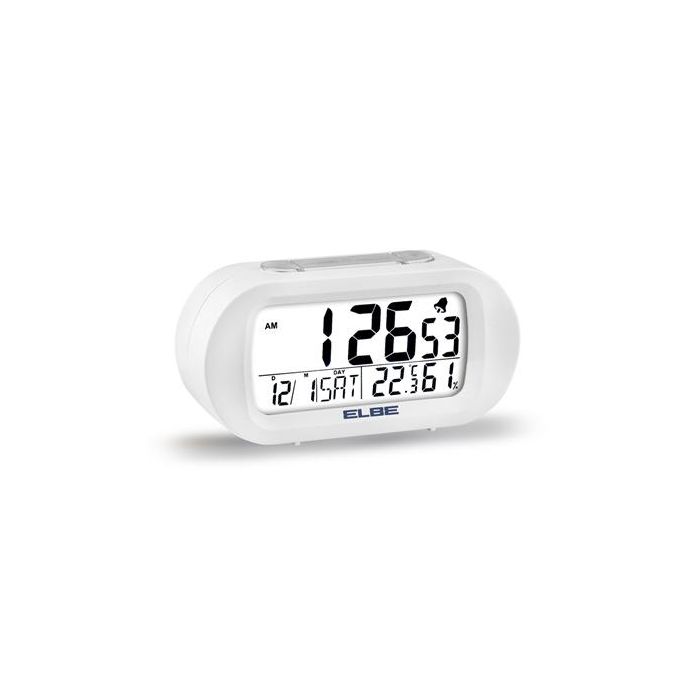 Elbe Reloj Despertador RD-009-B Temperatura Humedad Pantalla 9cm Blanco 1