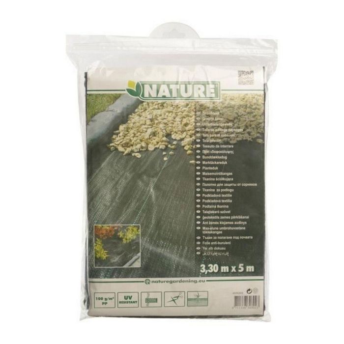 Nature Malla Antihierbas de Polipropileno Tejido 100 g/m² para Jardín y Paisajes - Control de Malas Hierbas y Humedad 3,30x5m Negra 1