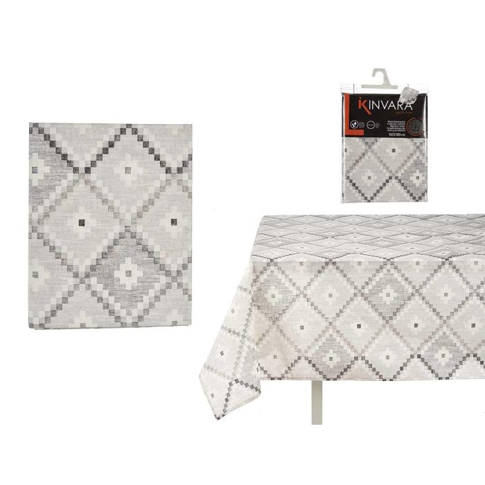 Mantel Loneta Antimanchas 140x180 cm Rombos Gris Kinvara - Poliéster y Algodón (6 Unidades) Mantel Loneta Antimanchas 140x180 cm Rombos Gris Kinvara - Poliéster y Algodón (6 Unidades)