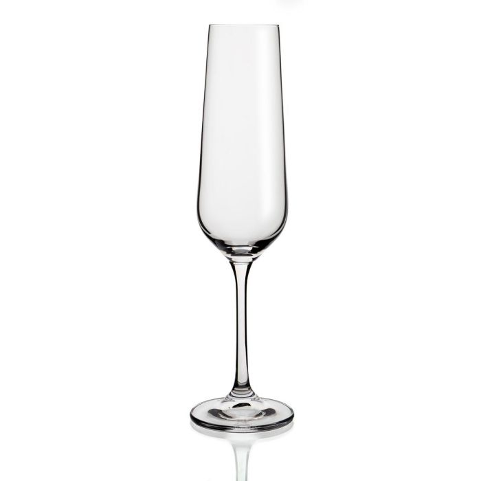 Bohemia Copas Flauta Belia Cristalín de Vidrio Transparente | Set 6 Copas x 20 cL | Con Borde Fino y Apto Lavavajillas