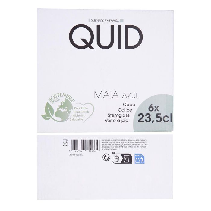 Quid Copa de Vidrio Maia 23.5 cL (6 Unidades) Azul con Relieve 5 Quid Copa de Vidrio Maia 23.5 cL (6 Unidades) Azul con Relieve 5