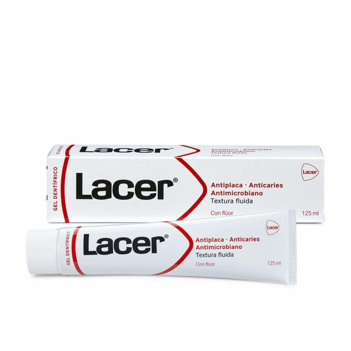 Lacer Gel Dentífrico con Flúor para Prevención de Caries, Placa y Fortalecer Esmalte Remineralizante Sin Gluten 125 ml