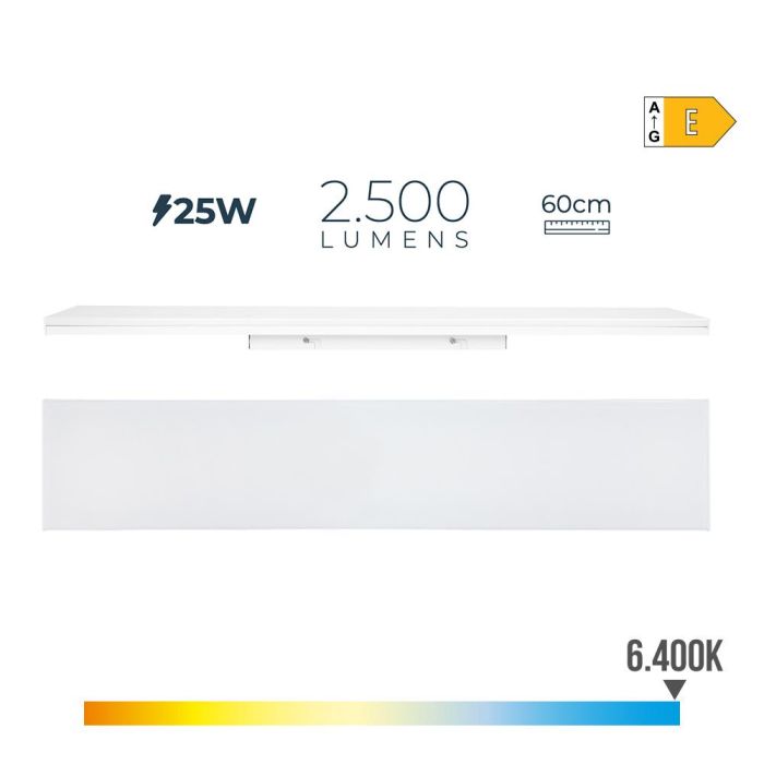 Edm Regleta LED 25W 6400K Luz Fría 2500LM 60x4.5x12cm Edm Regleta LED 25W 6400K Luz Fría 2500LM 60x4.5x12cm