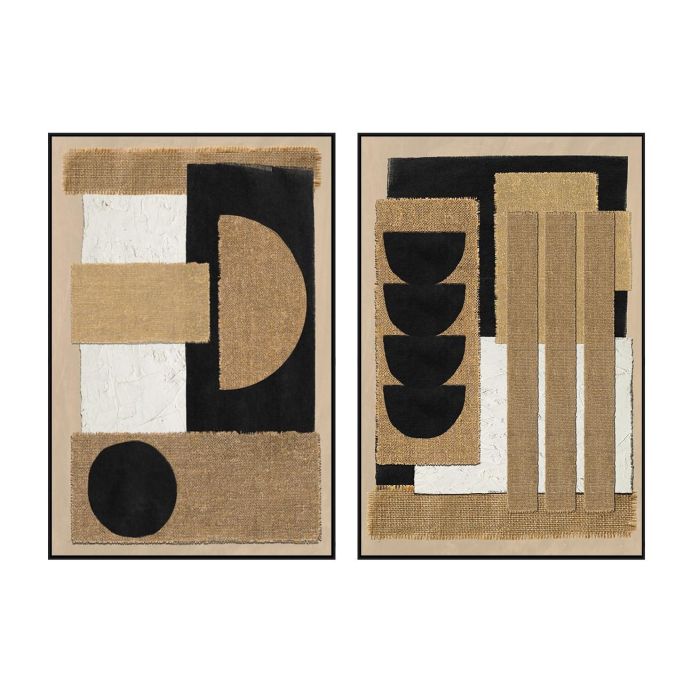 DKD Home Decor Cuadro Moderno Lienzo y PS Marrón Negro 4.5 x 123 x 83 cm (2 Unidades)