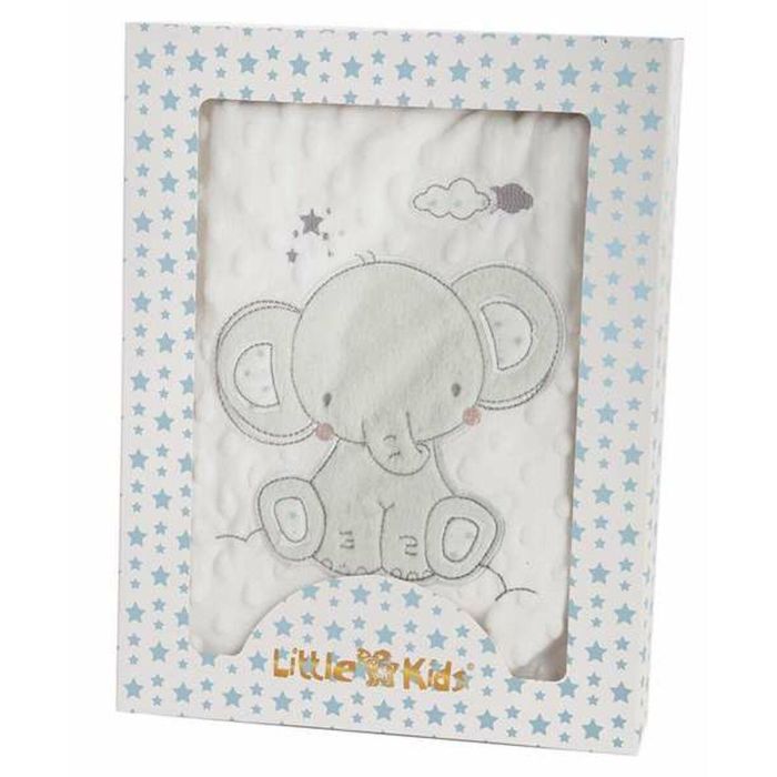 Manta doble cara elefante bordado verde 100x75 cm Manta doble cara elefante bordado verde 100x75 cm