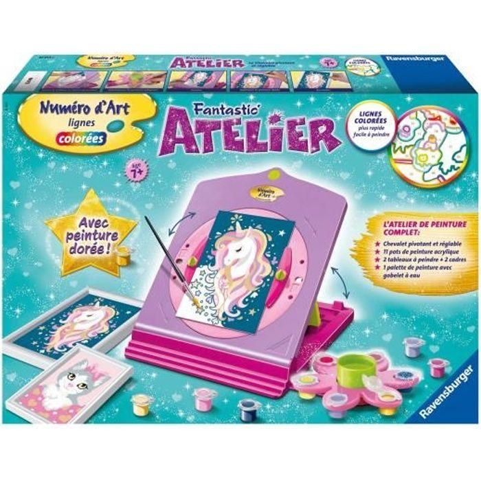 Ravensburger 4005556290345 - Número de arte fantástico 'Atelier' para pintar, con líneas de colores, caballete y pintura dorada