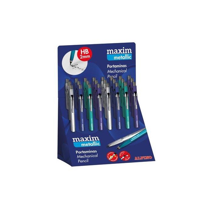 Portaminas Alpino Maxim Metallic 2,0 Mm Expositor De 24
