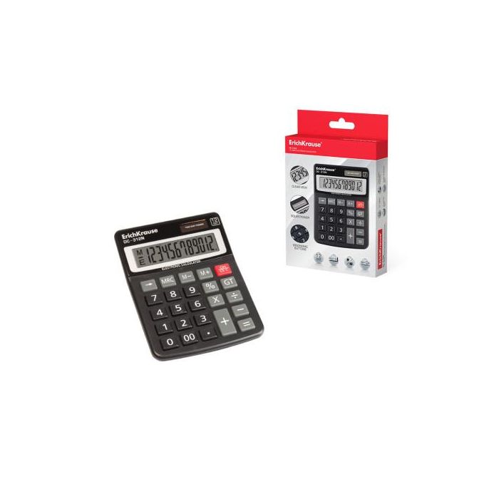 ErichKrause DC-312N 50312 Calculadora de Escritorio Básica 12 Dígitos Pantalla LCD Alimentación Solar/Batería Negro 0 ErichKrause DC-312N 50312 Calculadora de Escritorio Básica 12 Dígitos Pantalla LCD Alimentación Solar/Batería Negro 0