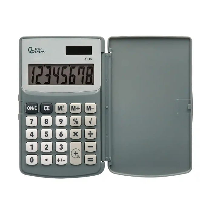 Liderpapel Calculadora Bolsillo XF15 10 Dígitos Solar y Pila Color Gris 123x75x12 mm 2