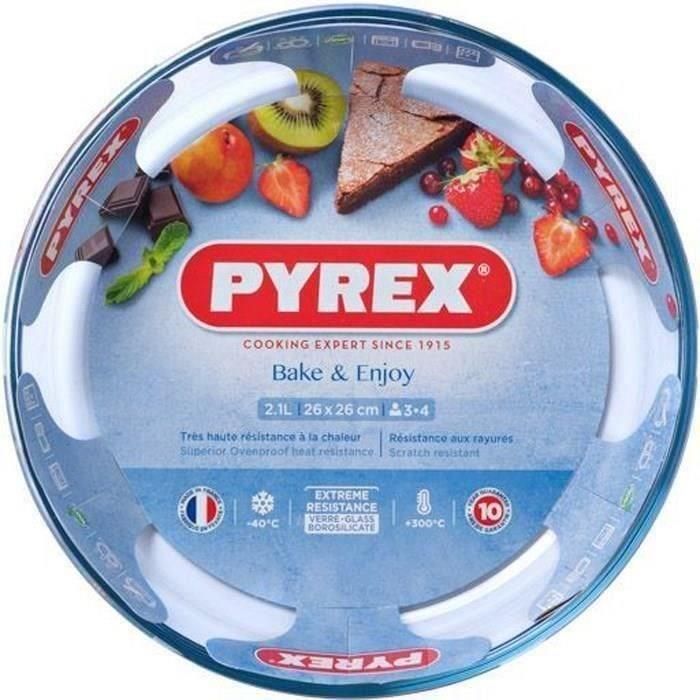 Pyrex Molde Tarta Hondo Vidrio Borosilicato Cook&Enjoy 26x26x6 cm - Horno, Microondas, Lavavajillas, Extra Resistente