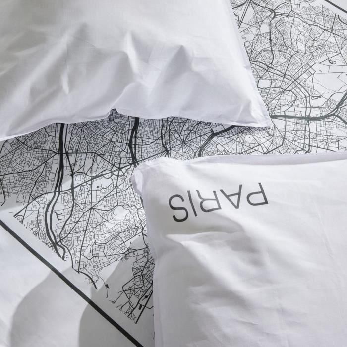Juego de cama - HOY - JAVA - 2 personas - 240x220 cm - Algodón - Estampado París - Blanco 3 Juego de cama - HOY - JAVA - 2 personas - 240x220 cm - Algodón - Estampado París - Blanco 3