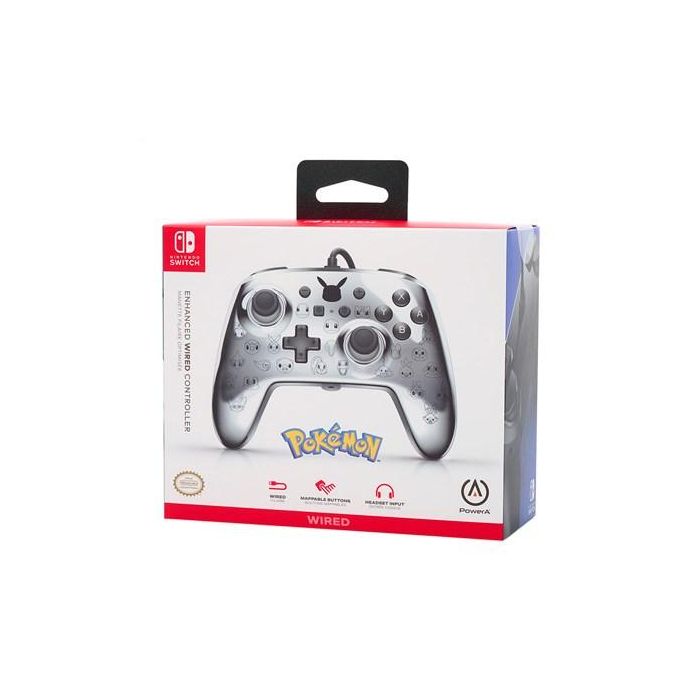 Power A Mando con Cable 1522785-01 para Nintendo Switch, Pikachu Negro/Plata, con Cable de 3m y Botones Asignables 10