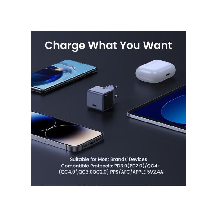 UGREEN 35041 Nexode S Cargador Rápido USB-C GaN de 30W para Teléfono Móvil, Batería Portátil, Teléfono Gris 7