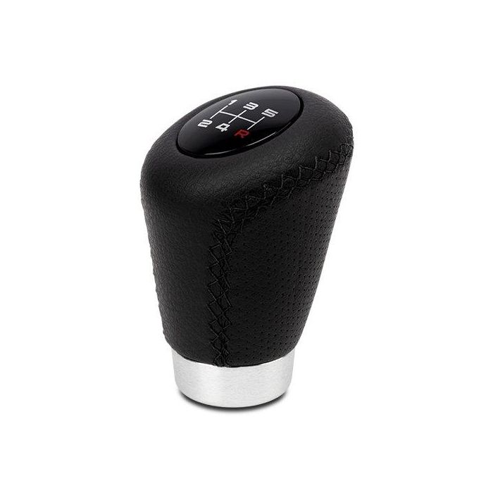 Abc POM30171 Pomo Sport de Piel Perforada Negra para Coche