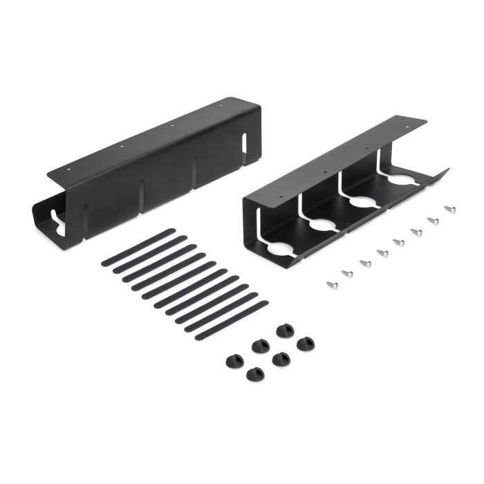 Emuca Lote de 2 bandejas organizadoras de cables para debajo de la mesa, Largo 430 mm, Acero, Pintado negro 0 Emuca Lote de 2 bandejas organizadoras de cables para debajo de la mesa, Largo 430 mm, Acero, Pintado negro 0