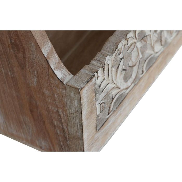 DKD Home Decor Organizador de Sobremesa Indio para Cartas de Madera de Mango Natural Blanco 8 x 18 x 25 cm (Largo x Alto x Ancho) 2