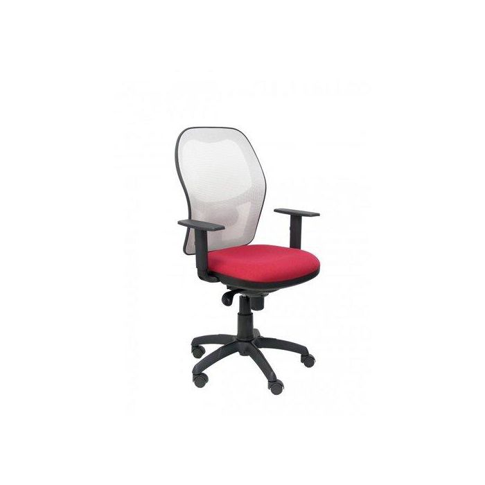 Silla Piqueras Y Crespo Jorquera Brazos Regulables Mecanismo Sincro Con Regulador De Tension Respaldo De Malla Blanca Y Asiento Tapizado Bali Granate