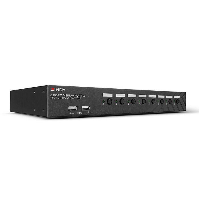 Lindy KVM Switch 8 Puertos DisplayPort 1.2, USB 2.0 y Audio con Hub USB Integrado, 4K 60Hz para PC/Mac, Rack 1U