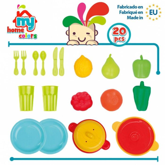 Set de Alimentos de Juguete Colorbaby Menaje y utensilios de cocina 20 Piezas (12 Unidades) 2