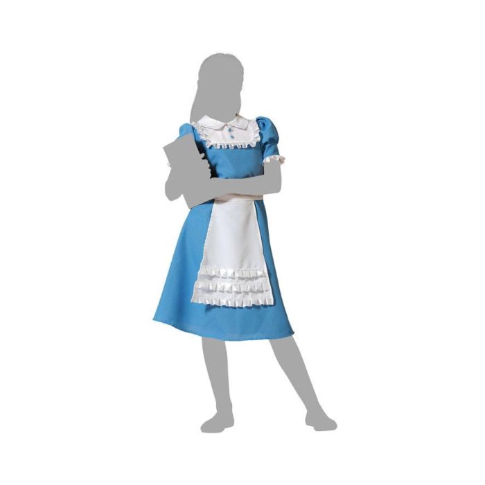 Disfraz Princesa Azul Vestido Niña Con Delantal 3-4 Años