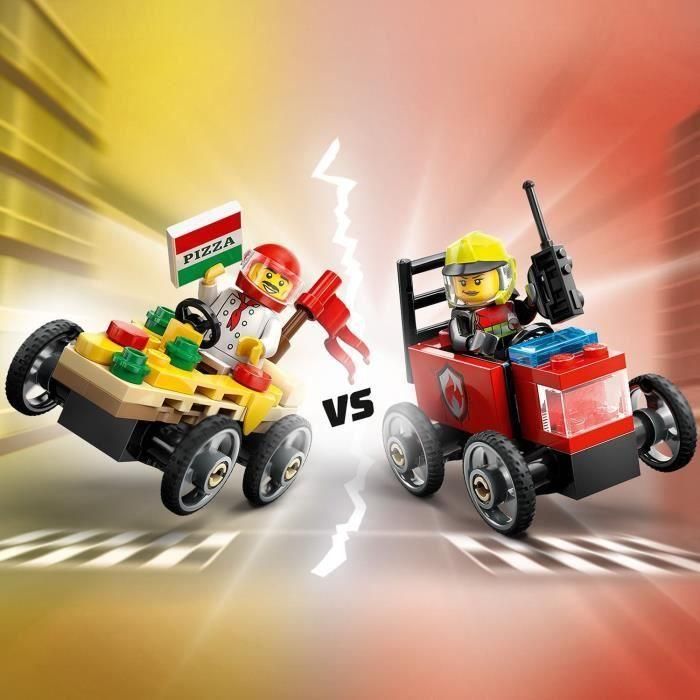 Juego de construccion coches de carreras: pizza vs camión de bomberos lego city 2 Juego de construccion coches de carreras: pizza vs camión de bomberos lego city 2